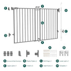 Babelio 31.5-55" Extra Wide No Bottom Bar Baby Gate, 28" H, Grey | Easy Install| One-handed Opening| Auto-close| Drill Needed Indoor Safety Dog/Pet Gate for Stairs, Hallways & Doorways