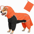 Full-Body Dog Raincoat with Detachable Hood, Waterproof Reflective Dog Rain Jacket with Tail Cover, Adjustable Fit and Leash Portal for Rainy Walks, Orange, Medium
