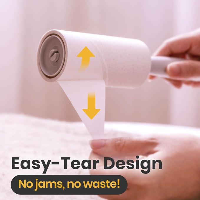 DELOMO Lint Roller for Pet Hair Extra Sticky, Mega Value Set of 600 Sheets | 2 Handles + 6 Rollers, Clean Faster for Clothes, Couch, Bedding, Furniture & Car, Easy Peel Design for Multi-Pet Homes