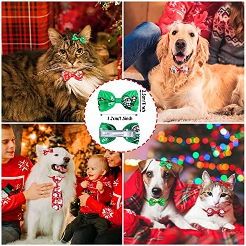 Sadnyy 86 Pcs Christmas Dog Bows Bandanas Neckties Bowties Hairpins Pets - Image 7