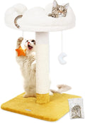 Happi N Pets Tall Cat Scratching Post with Large Bed, Thick Posts with Toys | 28" Tall For Large Cats, Easy To Clean, Cloud-Shaped Soft Perch, Removeable Cover, Stable Cat Stand, Bonus Catnip