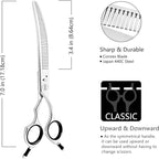HASHIMOTO Curved Fluffer Scissors for Dog Grooming, 42 Teeth, 7.0 inch. | 50% Thinning Rate, Remove Bulk Quickly While Leaving a Natural Finish, Lightweight, 440C Stainless Steel