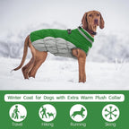 FUAMEY Dog Jacket for Large Dogs Warm Dog Jackets with Harness Built in | Dog Winter Jacket Cold Weather Snow Puppy Vest Water-Resistant Zip up Dog Fleece Jackets High Visibility Green XXXL