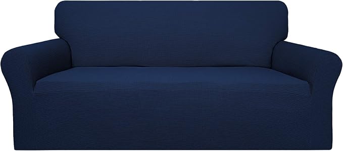 Easy-Going 100% Waterproof Couch Cover, 3 Cushion Oversized Sofa Cover | Leakproof Sofa Slipcover, Stretch Jacquard Furniture Protector Against Stain Spill from Kids, Pets, Dog, Navy