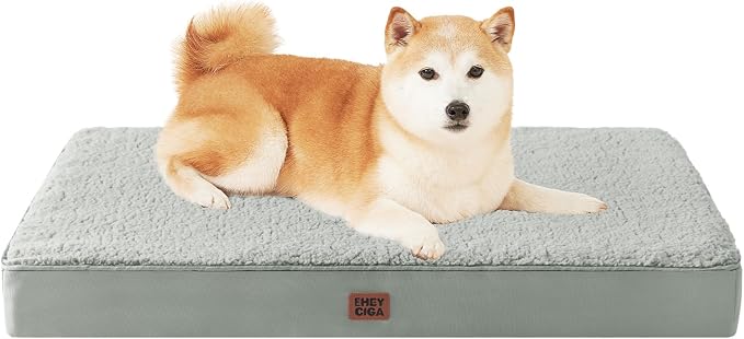 EHEYCIGA Orthopedic Dog Bed Large with Removable Washable Cover,36x27 | Egg Crate Foam Support,Durable Oxford fabric,Non-Slip Bottom,Machine Washable,Soft Waterproof Plush Pet Bed Mat For Crate