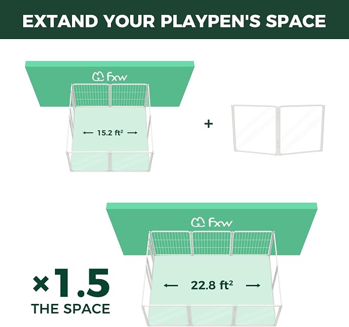 FXW 2 Add-on Acrylic Panels for AuraSpace Pro Dog Playpen, 24" H | Fits AuraSpace Pro Acrylic & Wire Mesh Indoor Dog Playpen 24"H, Includes 2 Panels