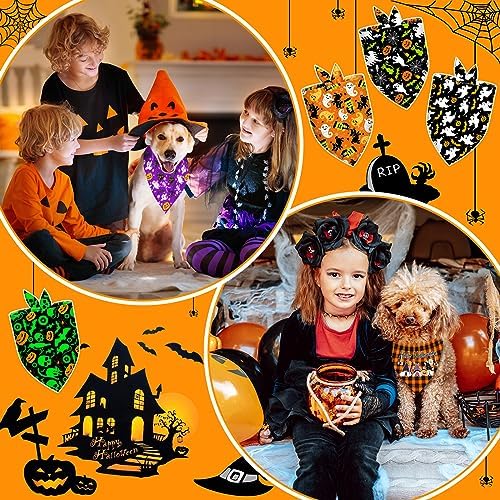60 Pcs Halloween Dog Bandanas Bulk Adjustable Puppy Bandanas Dog Scarves Pet Grooming Bandanas Washable Holiday Dog Bandanas for Small Medium Large Dog Cat Pet Grooming Accessories Costume - Image 7