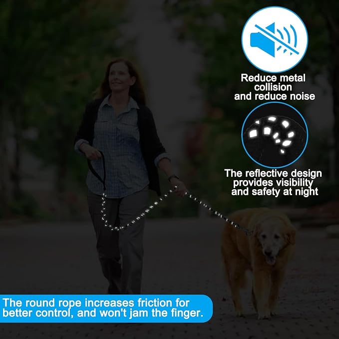 HOMIMP Chew Proof Dog Leash for Medium Large Dogs, Reflective 6 FT Heavy Duty Metal Chain Dog Leashes with Soft Padded Handle, Anti Bite Durable Rope Leashes for Pitbull, Non Chewable