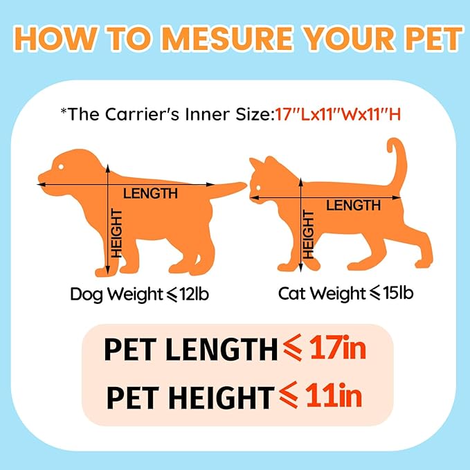 Petskd Top-Expandable Pet Carrier 19"x13"x9" Airline Approved, Blue | for Southwest Allegiant Airlines, Lockable Safety Zippers and Anti-Scratch Mesh, Pets Under 12 Lbs
