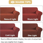 H.VERSAILTEX Stretch Couch Cover Loveseat Covers for 2 Cushion Couch Slipcover|Sofa Cover for Loveseat 1 Piece with Elastic Bottom, Checked Jacquard Fabric(58'-70' Wide, Rust)