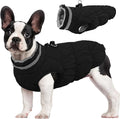 FUAMEY Dog Winter Coat Fleece Warm Medium Dog Coat with Harness Built in | Dogs Cold Weather Fleece Coats Zip up Reflective Dog Winter Vest Windproof Water Resistant Snow Coats Solid Black M