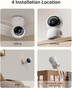 ZUMIMALL Security Camera Indoor, Baby Monitor with Camera and Audio | Pet/Dog/Cat Cameras, 5G/2.4G WiFi, 2K Wired, One-Click Call, Cry/PIR/AI Detection, Auto Tracking, Privacy, No Subscriptions