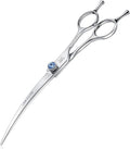 JASON Curved Dog Grooming Scissors - 7" Cats Trimming Shears Right Handed | Ergonomic Pets Shear with Offset Handle and a Jewelled Screw for Right Handed Groomers, Sharp, Comfortable, Gift
