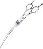 JASON Curved Dog Grooming Scissors - 7" Cats Trimming Shears Right Handed | Ergonomic Pets Shear with Offset Handle and a Jewelled Screw for Right Handed Groomers, Sharp, Comfortable, Gift