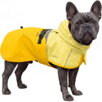 Luciphia Dog Raincoat, Adjustable Hooded Reflective Jacket with Pocket | Yellow medium dog rain jacket with leash hole, buckle-on, non-stick fur. For daily walks.