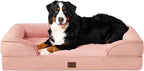 EHEYCIGA Orthopedic XXL Dog Bed, Waterproof Washable XL Big Pet Bed 52" | Non-Slip Bottom and Egg-Crate Memory Foam Extra Large Pet Couch Bed with Washable Removable Cover, Dusty Pink