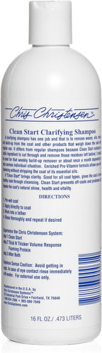 Chris Christensen Clean Start Clarifying Dog Shampoo - Pro-Vitamin Formula That Won’t Strip The Coat! Removes Product Build-up, Waxes, Oil and Dirt (16 Ounces)