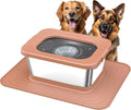 Decflow 10L Stainless Steel Dog Water Bowl, No Spill Anti-Splash Dog Bowls with XXL Silicone Mat, Spill-Proof Slow Feeder for Messy Drinkers, Heavy Duty Pet Bowls for Indoor/Outdoor Use Pink