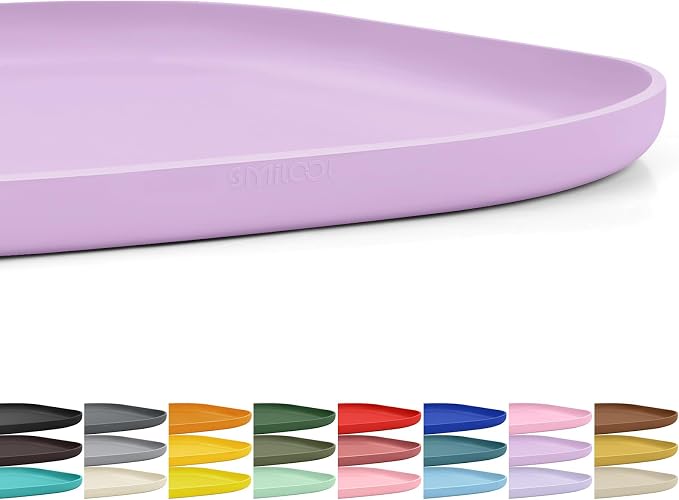 SMILOOL Small Silicone Pet Food Mat with Raised Edge for Food and Water Bowl, Square Dog Feeding Mats, Cat Food Trays for Floor Waterproof, Rubber Tray for Dogs and Cats, 12 x 12 x 0.7 Lavender