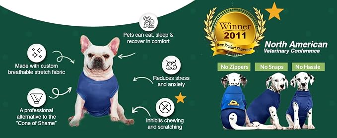 SurgiSnuggly Veterinary Invented Dog Surgical Recovery Suit for Female or Male Dogs,Spay, Neuter Onesie,The Original Surgical Recovery Bodysuit for After Surgery Small, Medium, Large Dogs MS BR