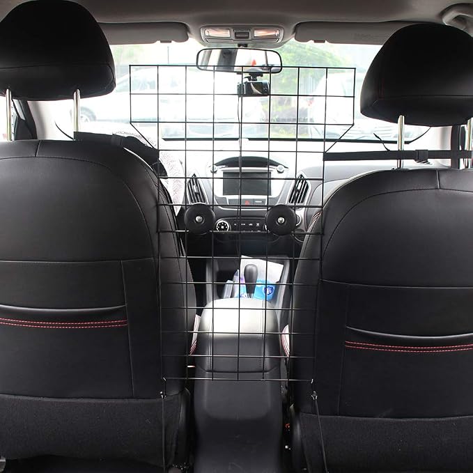 KOOLTAIL Dog Car Barrier - Front Seat Pet Vehicle Barriers Adjustable Steel,Safety Guaranteed Dogs and Passengers for Cars＆SUV's, for Small and Medium Dogs