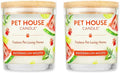 Pet House Candles, Soy-Based, Long Burning Scented Candles for Pet Homes, 60 Hour Burn Time - Watermelon Mojito, 9 oz, 2 Pack