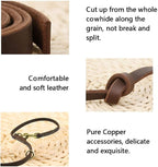 Multi Function 8ft Leather Dog Leash, Genuine Leather Leash Hands Free Dog Training Leashes for Medium and Large Dogs (8 Foot*5/8 inch, Brown)