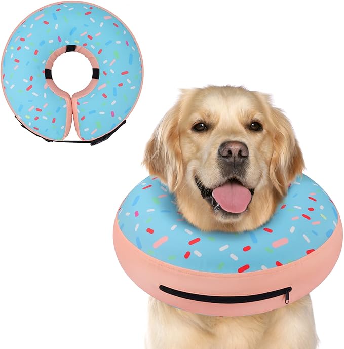 Supet Inflatable Dog Cone Collar Alternative After Surgery, Dog Neck Donut Collar Recovery E Collar for Neuter, Soft Pet Cone for Small Medium Large Dogs