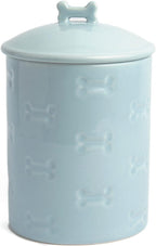 Dog Treat Jar - Ceramic Dog Treat Container 1.4 Qt (Manor Blue) | Treat Jar with Lid, Keeps Treats Fresh | Stylish Storage Container | Easy-Clean, Dishwasher Safe
