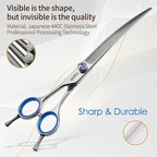 Left Handed Curved Scissors for Dog Grooming 7" Downward Professional Curved Shears Dog Grooming for Poodle Pet Cat Face Japan 440C Stainless Steel Super Sharp(7.0 curved)