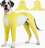 ROZKITCH Dog Onesie, Four Leg Full Body Suit Summer Cool Dog Surgery Recovery Suit Shedding Shirt Sun Protective Shirt Lightweight Stretch Pyjamas Summer Vest(Blue, 4XL) Yellow 4XL