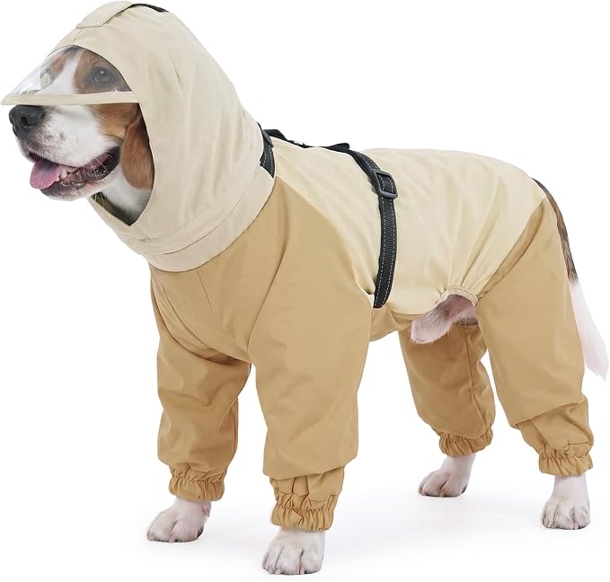 Nanaki Waterproof Dog Raincoat-Reflective Adjustable Rain Jacket Full Body | For Rainy Days,Hiking Camping,Reflective Safety Strips,Full-Body Protection,Easy On/Off,Detachable&adjustable Hood,Breathable