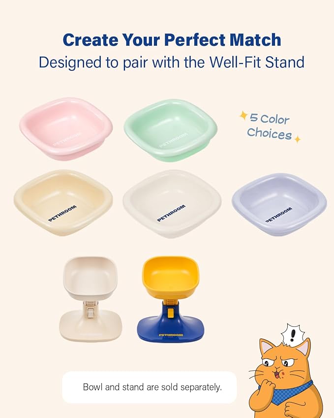 Well Fit Dog Bowl, Durable Ceramic Cat & Dog Food and Water Bowl | Non-Slip Silicone Base, Easy to Clean, 6.2 × 6.2 × 2.0 in, Lavender