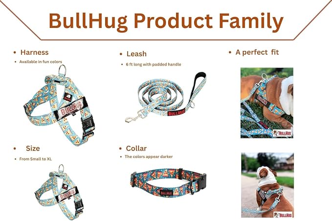 BULLHUG Adjustable Dog Harness– No Pull, No Choke – for English Bulldogs, French Bulldogs, Pugs & Broad-Chested Breeds – Easy, Safe Walks (Pink Floral, Large)