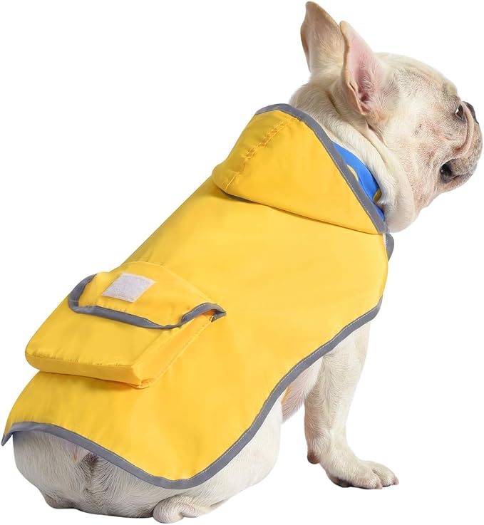 HDE Reversible Hooded Dog Raincoat Slicker Poncho for Small Medium Large Dogs - Ducks Yellow - M - Polyester