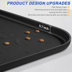 SMILOOL Silicone Pet Food Mat with Raised Edge for Food and Water Bowl, Dog Feeding Mats, Cat Food Trays for Floor Waterproof, Rubber Tray for Dogs and Cats, 19 x 12 x 0.7 Black