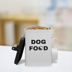 Dog Food Storage Container Set of 2 Dog Treat Container with Airtight Lids Dog Treat Jar with Scoop Metal Dog Food Holder with Wooden Handles for Kitchen Counter and Pantry Home Decor - White