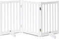 LZRS Freestanding Dog Gate 60" W x 30" H Solid Wooden Pet Gate for Doorways, Stairs & Hallways, Expandable & Foldable with Support Feet，Indoor Use,White