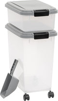Amazon Basics 3-Piece Airtight Pet Food Storage Container Combo with Scoop, BPA Free, Removable Wheels, 33 QT + 12 QT