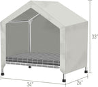 Elevated Dog House with Cushion, Stainless Steel Dog Tent, Medium Dogs | Sturdy Stainless Steel Frame, Waterproof Dog Shelter for Medium Dogs and Cats, Easy to Clean, Indoor and Outdoor Use