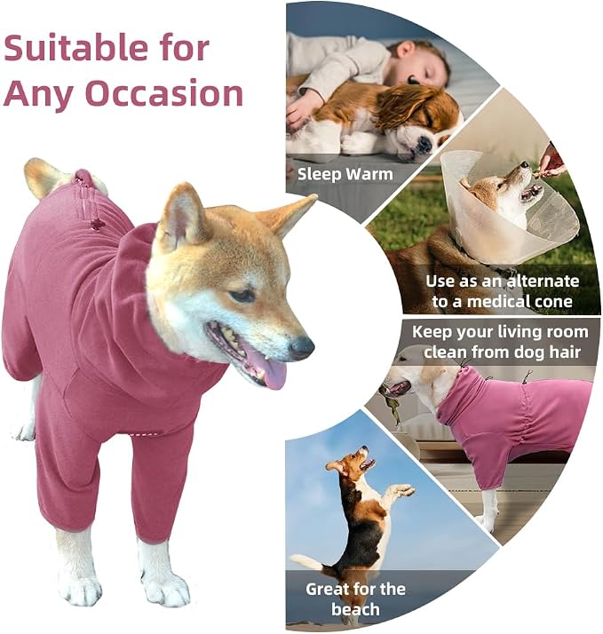 Dog Pajamas for Large Dogs,Extra Large Stretch, Suitable for Adult, Medium-Sized Dogs, Large Pet Jumpsuit Four-Legged Dog Clothes, Pet Clothing. (Red Color, 2XL)