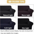 H.VERSAILTEX Stretch Couch Cover Slip Covers for Sofas/Couches 2 Cushions Pet Couch Covers for Sofa 1 Piece with Elastic Bottom, Textured Checked Jacquard Fabric(Loveseat 58"-70" Wide, Black)