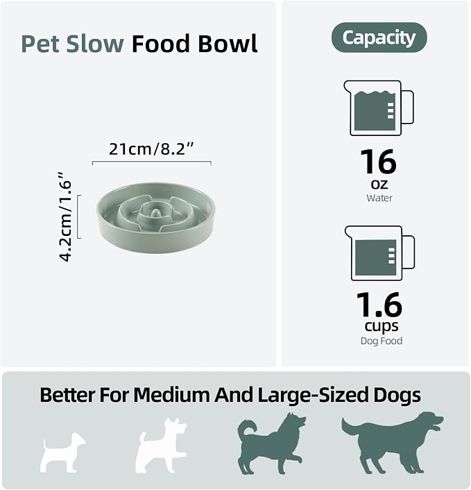 Havniva Slow Feeder Dog Bowls, Ceramic Dog Bowl Slow Feeder for Fast Eater | 1.6 Cups Puzzle Dog Food Bowl, Slow Feeding Bowls for Medium Dogs, Non-Slip Rubber Base, Anti-Choking