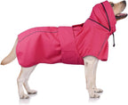 Dog Raincoat, Waterproof Dog Rain Jacket with Hood, Pink 2XL | Rain Coat For Large Dogs, Doggy Poncho With Leash Hole, Reflective Strips, For Rainy Snowy Weather Walks, Hiking, Camping