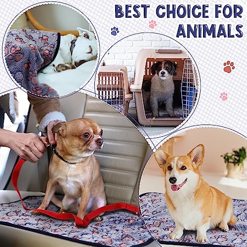 Tatuo 4 Pcs Fleece Dog Blanket for Puppy Cat, Blue, 24 x 16 in, Paw - Image 2