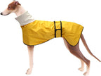 Greyhound Whippet Raincoat Waterproof with Reflective Stripe high Neck fit for Italian Greyhounds Whippets Long Back Breeds - Yellow - XL