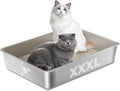 Stainless Steel Litter Box, Metal Cat Litter Box XXXL | 28" X 20" X 6", Extra Large Steel Litterbox for Big Cat, Multiple Cats, No Smell, Non Stick, Easy Cleaning