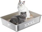 Stainless Steel Litter Box, Metal Cat Litter Box XXXL | 28" X 20" X 6", Extra Large Steel Litterbox for Big Cat, Multiple Cats, No Smell, Non Stick, Easy Cleaning