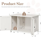 JY QAQA Cat Litter Box Enclosure,Litter Box Furniture Hidden with Barn Door,Wooden Cat Washroom Furniture,Cat House,Fit Most of Litter Box,White