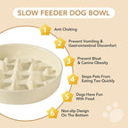 Havniva Elevated Slow Feeder Dog Bowls, Ceramic Dog Bowl Slow Feeder Set | 1.6 Cups Raised Slow Feeding Bowl for Medium Breed, 7.3” Dog Water Bowl with Wooden Stand, Puzzle Dog Slow Feeder, Non-slip